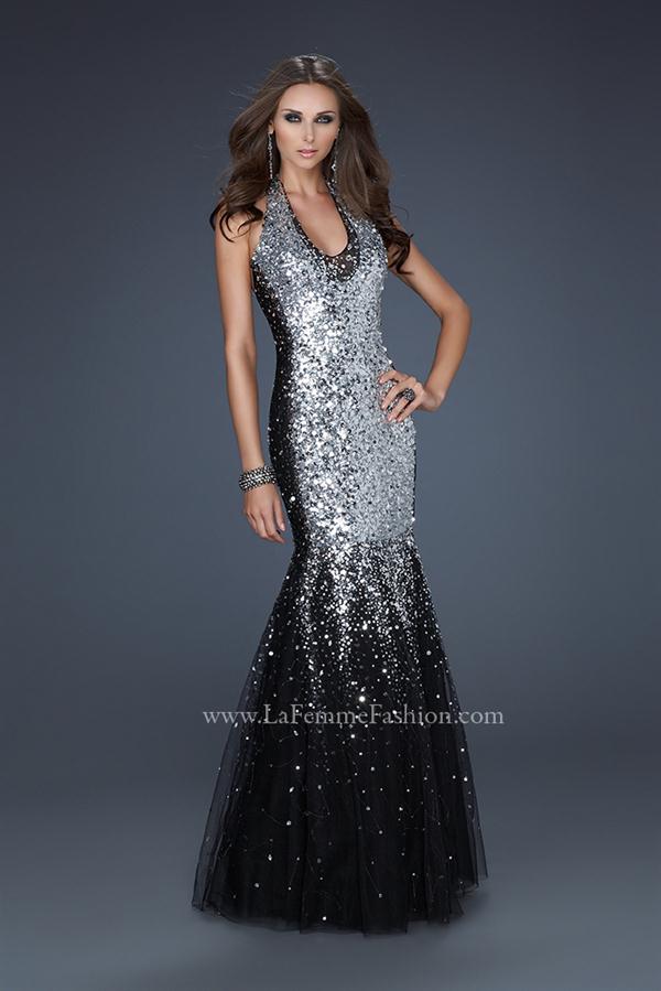 Vestidos de Fiesta de La Femme sirena negro plata