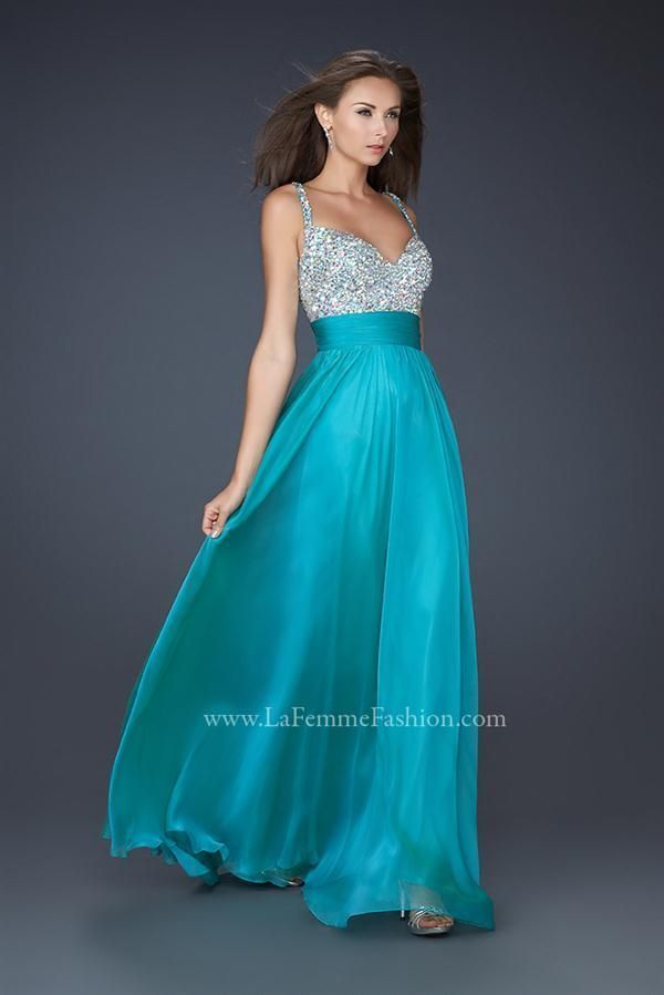 Vestidos de Fiesta de La Femme turquesa plata