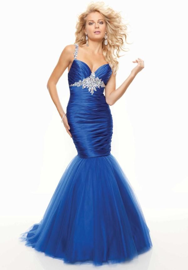 Vestido de Fiesta corte Sirena de color Azul 1